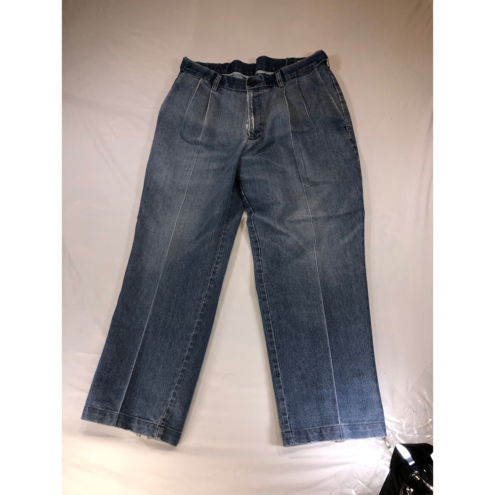 Haggar Classic Fit Premium Stretch Denim Pleated Jeans Blue 36x29